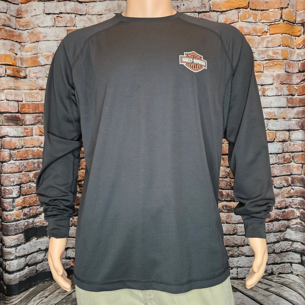 Harley-Davidson H-D Performance Long Sleeve Shirt Mens XL Black Flame Graphic